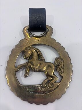Vintage brass horse brass harness medallion English equestrian harness ornament